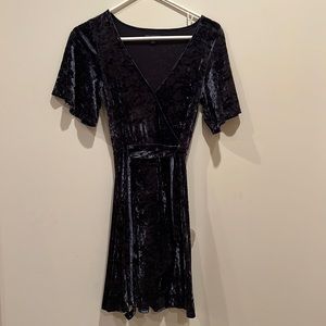 American eagle navy blue velvet skater dress